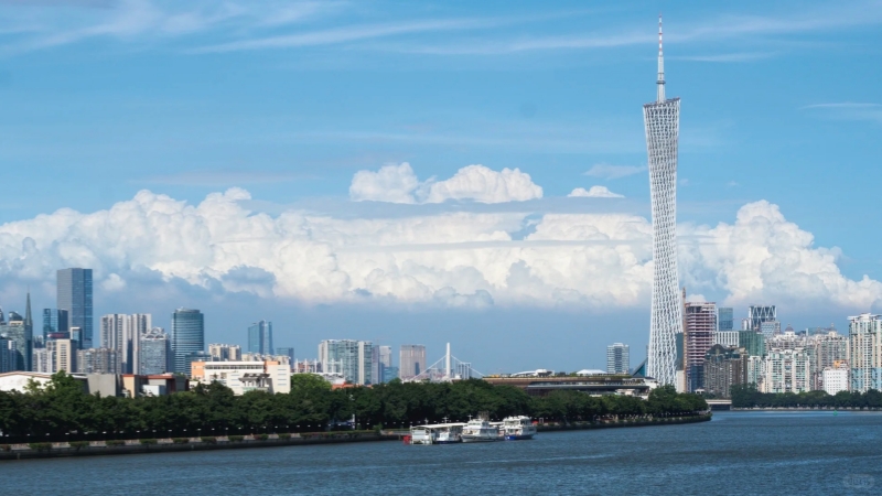 Canton Tower on the right bank of the Pearl River in Guangzhou