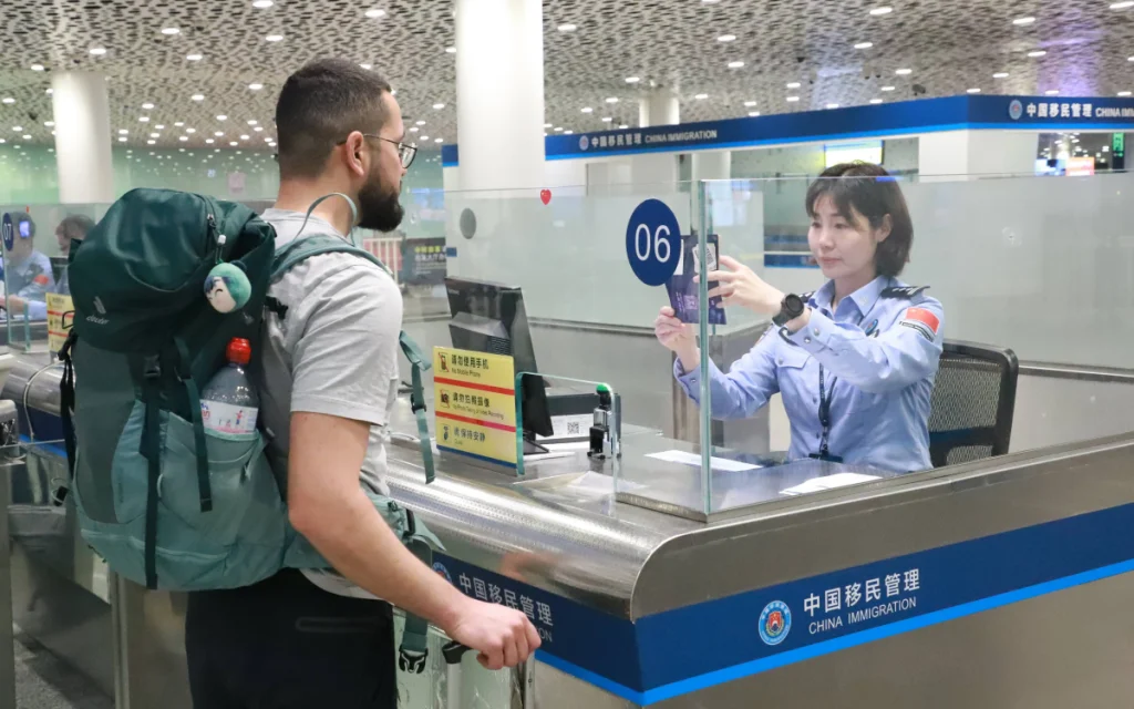 A tourist is undergoing immigration inspection