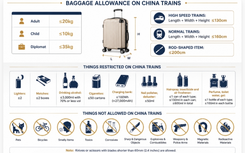 Restricted items on China High-Speed Rail