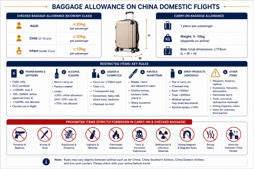 Baggage allowance on China domestic flights