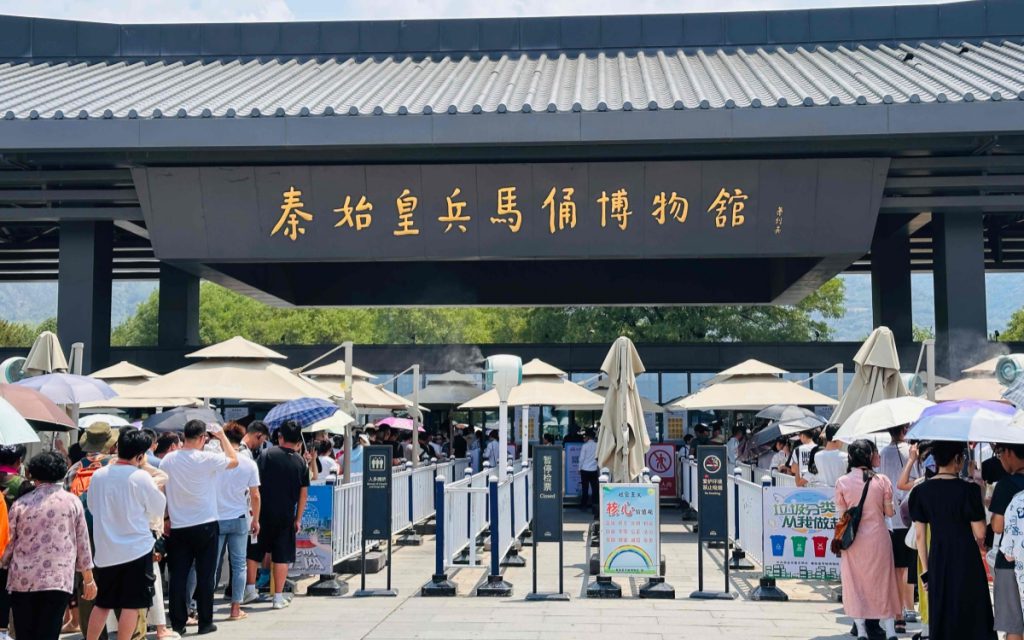 Long queues at entrances