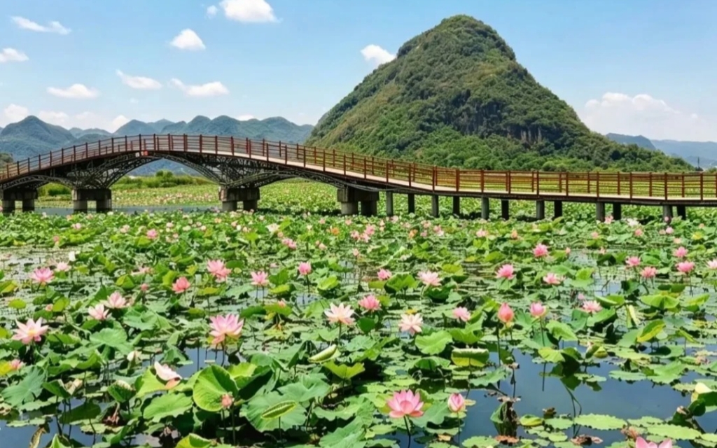 Lotus Pond Boardwalk at Luoshuidong, Puzhehei