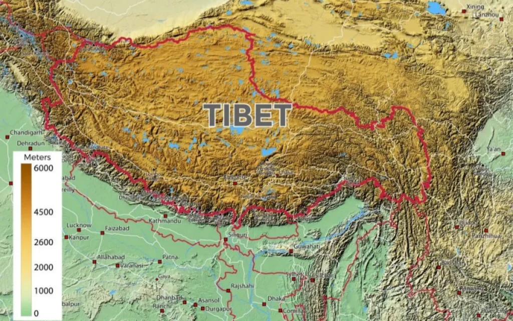 Tibet Topography map