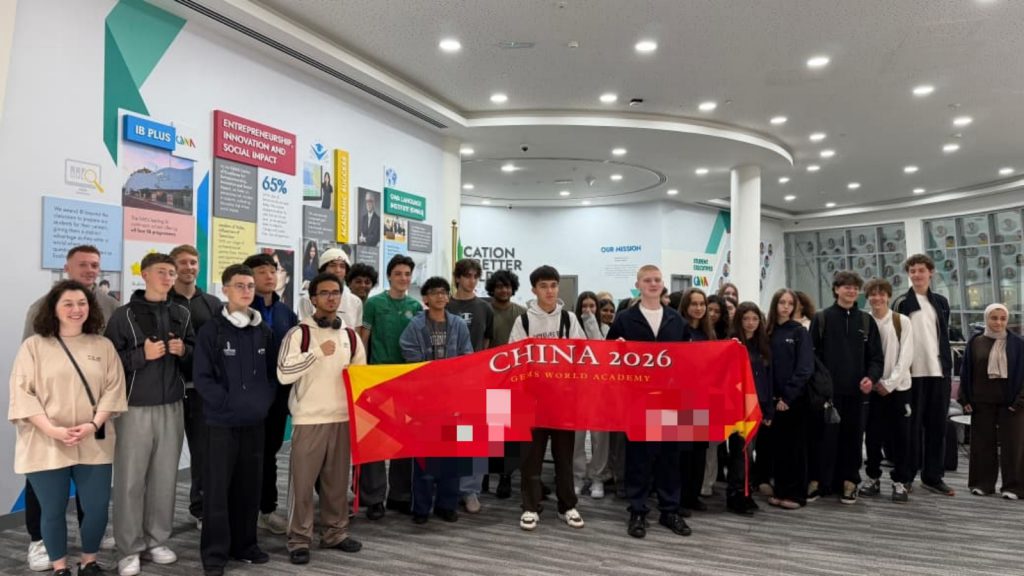 China Study Trip for International Students from Dubai—The student delegation gathers for a group photo before departing on their China trip.