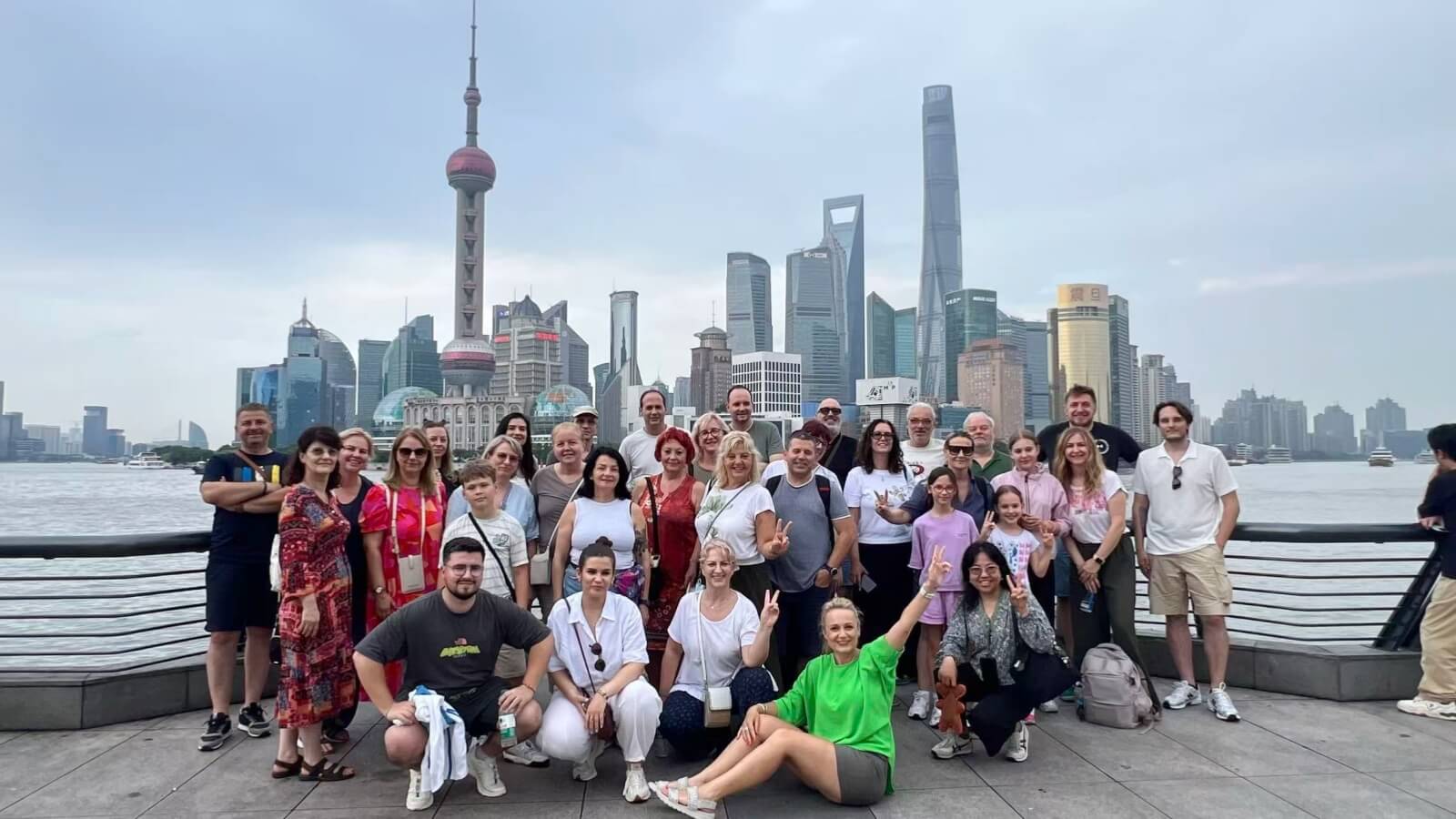 Clients got their group photo taken on the Bund in Shanghai.