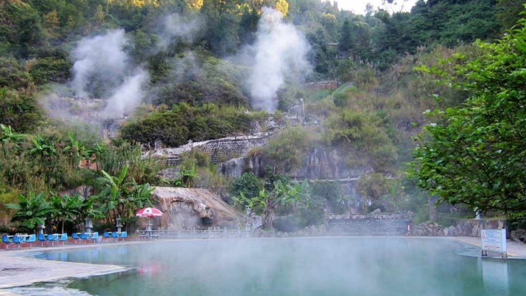 Hot springs in the Tengchong Geothermal and Volcanic Scenic Area in winter