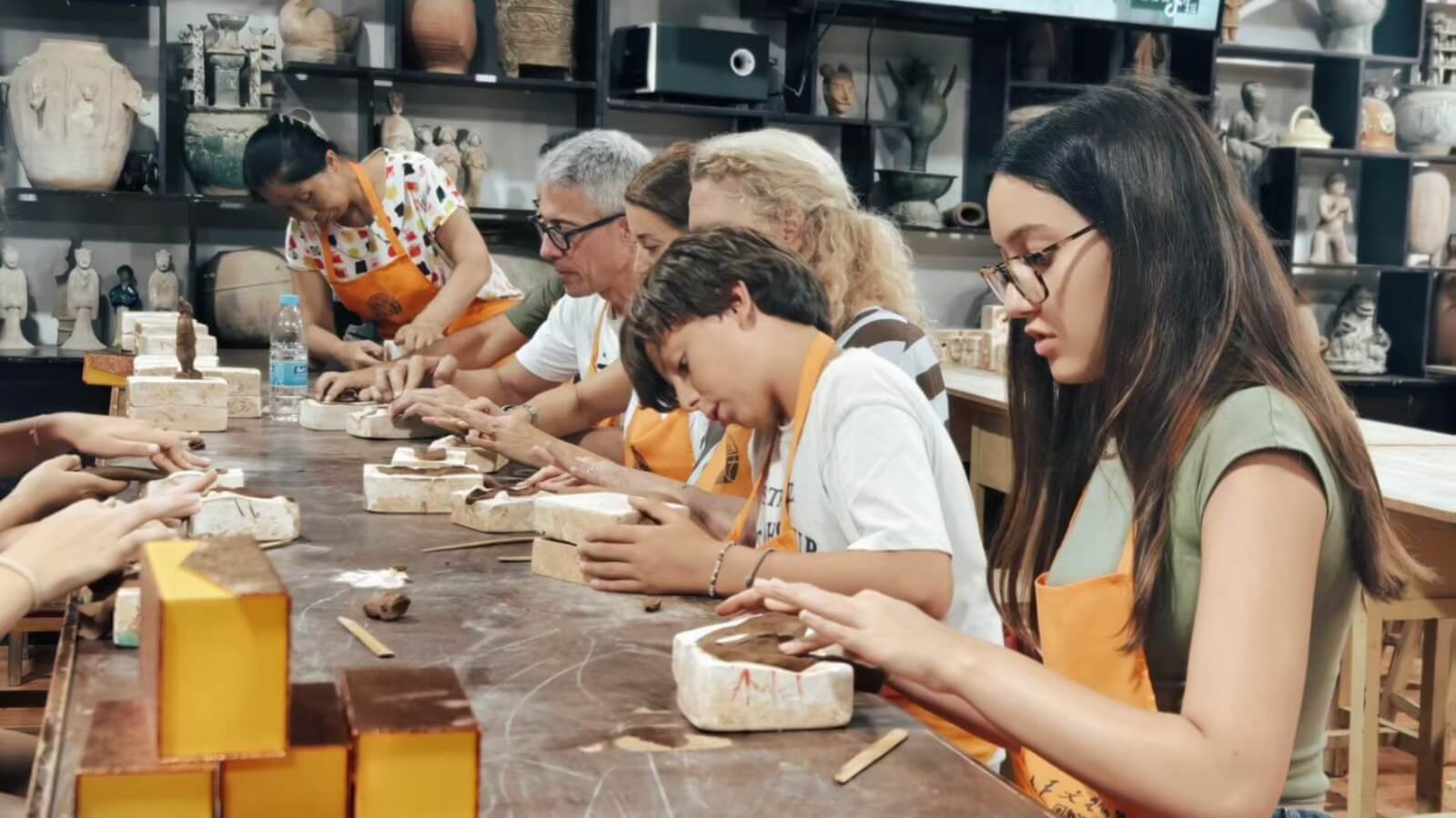 Making a small Terracotta Warrior together in a workshop