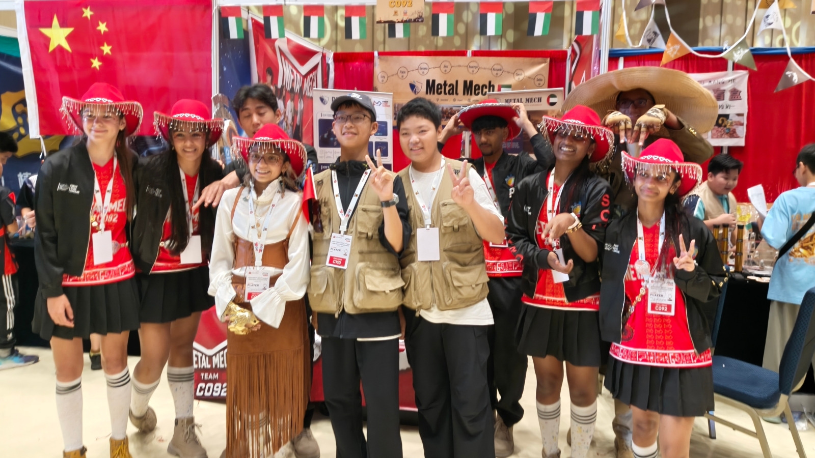 UAE student robotics team meets Chinese students at its competition booth in Beijing